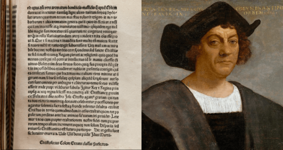 A letter from Christopher Columbus detailing his voyage to the Americas ...
