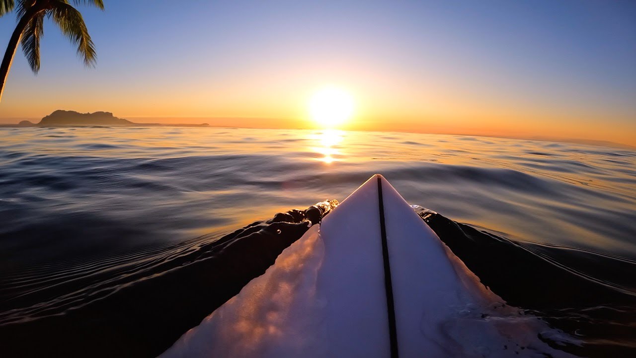 He caught the first wave of the morning right as the sunrise broke open