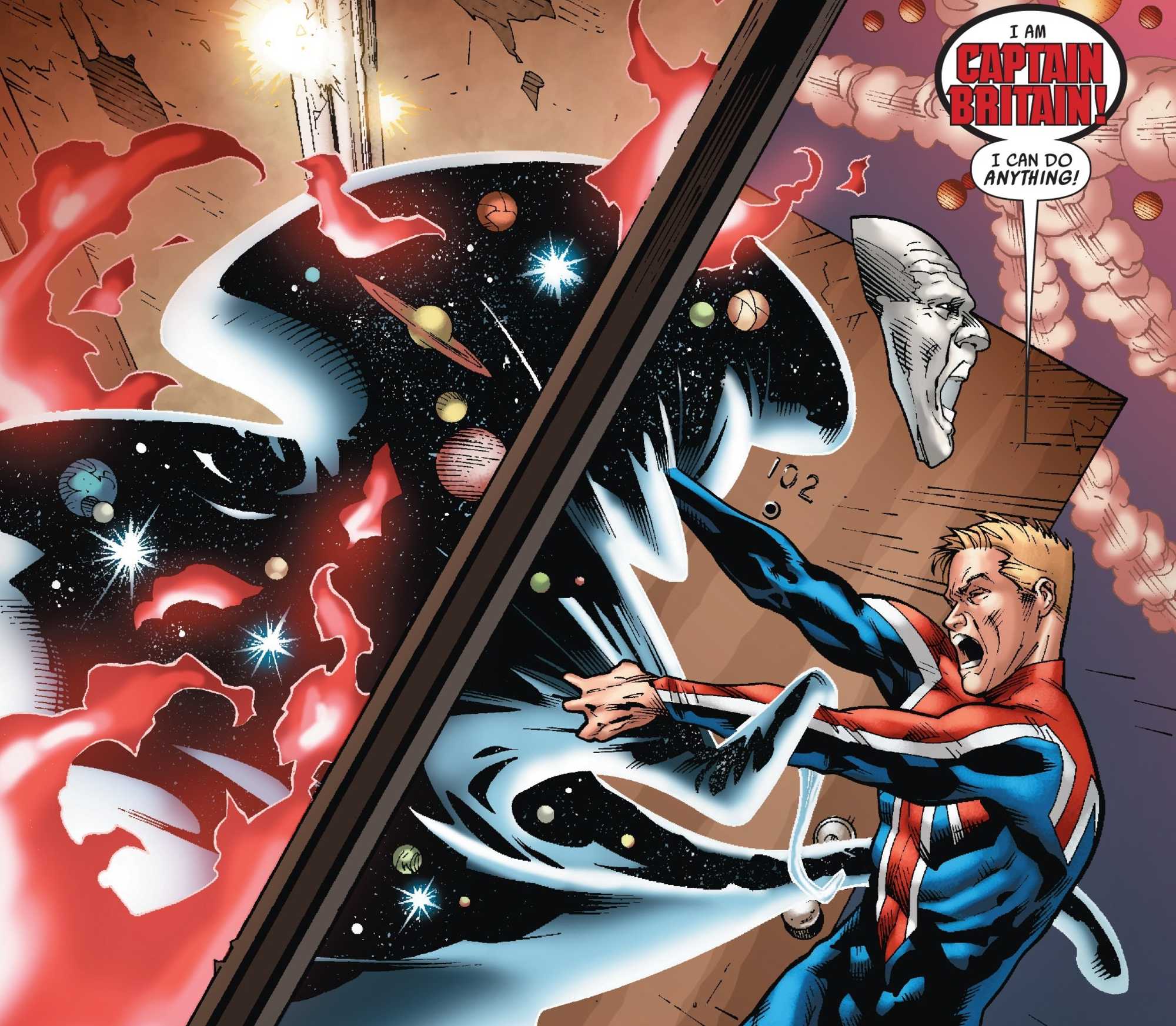 captain britain pulling a demon into their own magic realm - an impossible feat