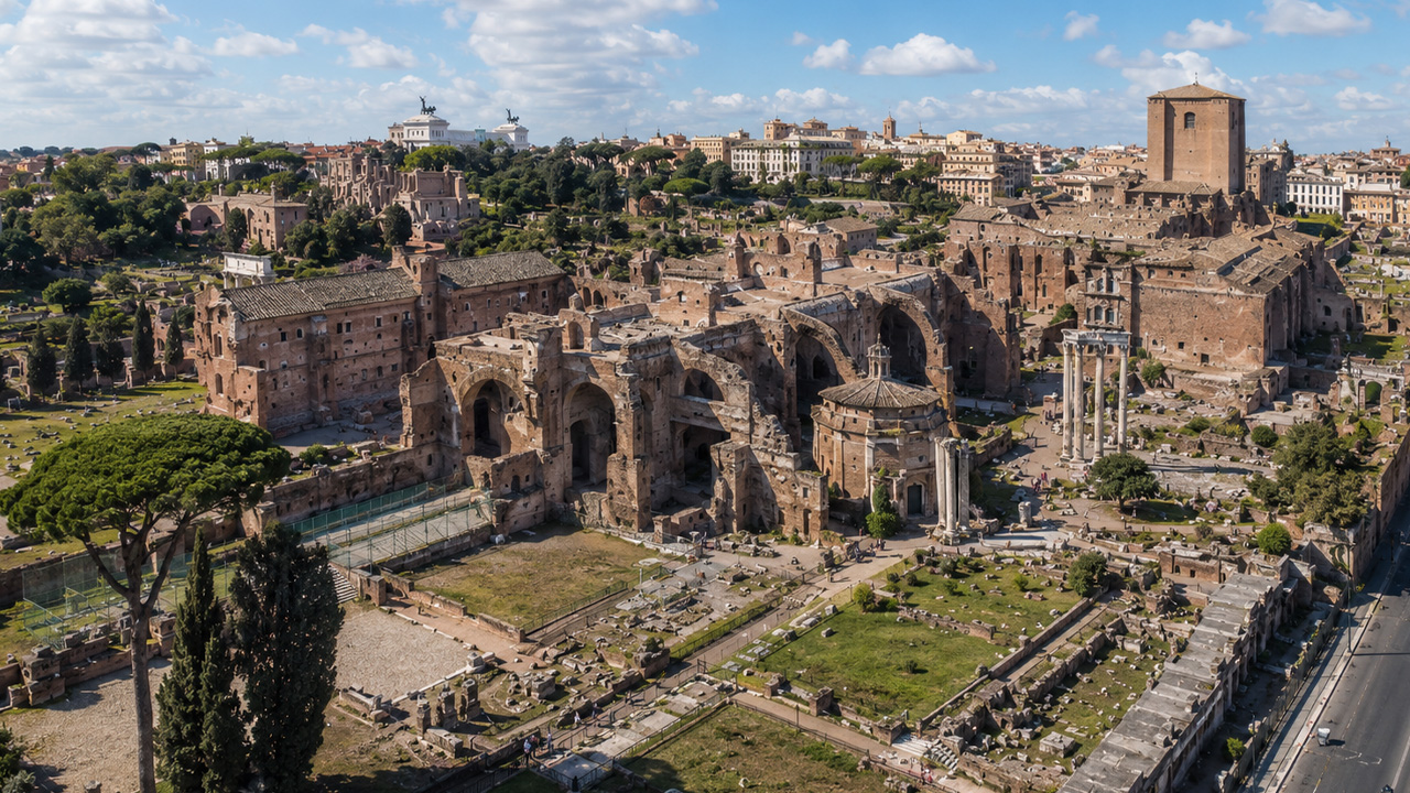 Rome’s ancient ruins reveal a stunning view from the sky