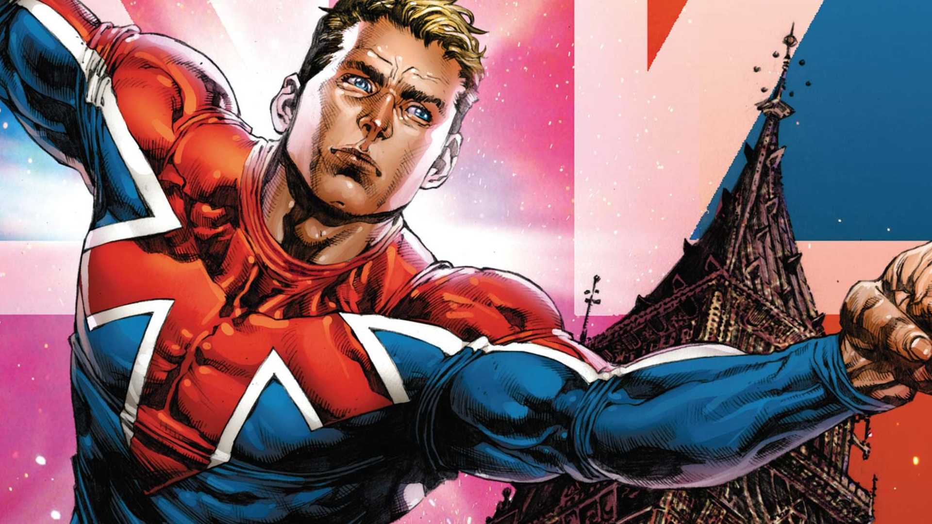 marvel's captain britain flying by big ben