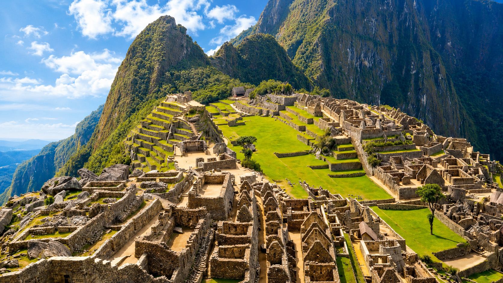 Machu Picchu’s ancient ruins rising above the Andes
