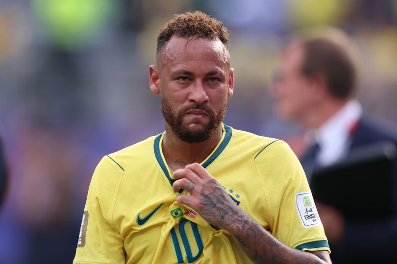 Neymar Jr of Brazil crying