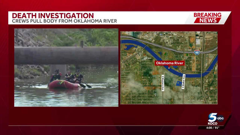 Crews work to recover body found by fisherman in Oklahoma River