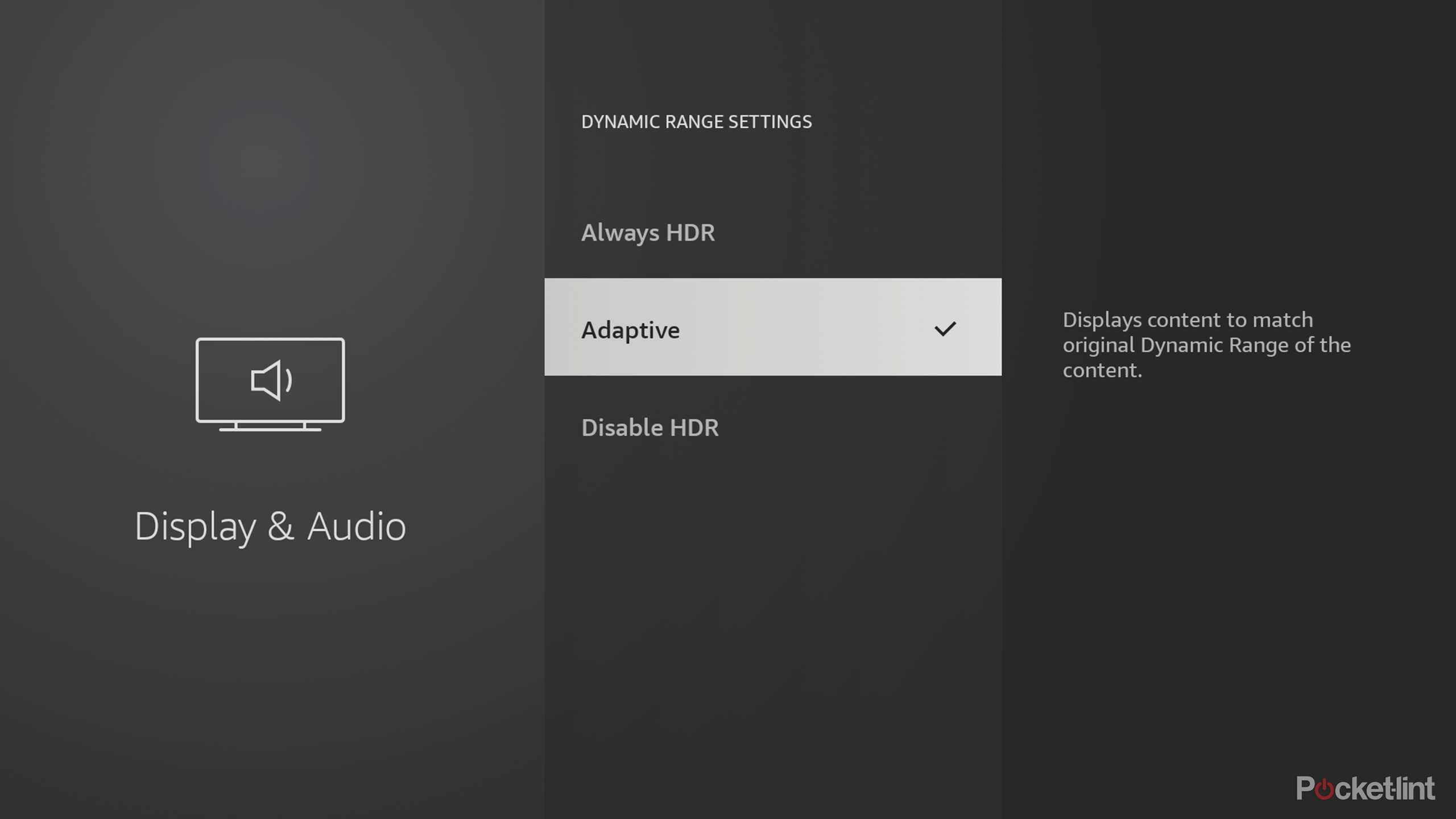 HDR settings on Fire TV Sticks.