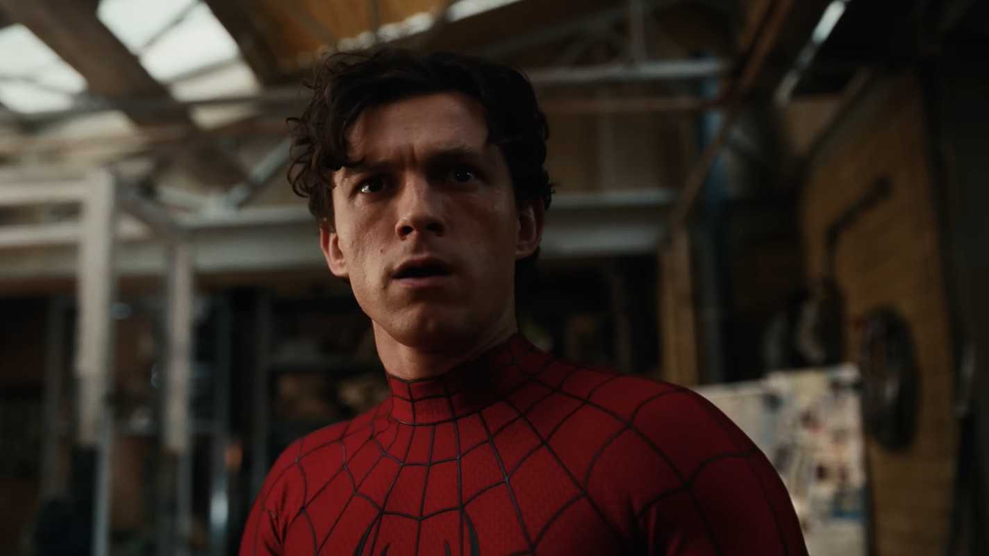 Tom Holland as Peter Parker looking confused in Spider-Man: Brand New Day
