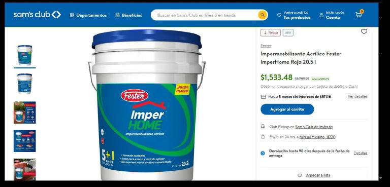 Sam’s Club rebaja impermeabilizante acrílico Fester Imperhome de 20.5 ...