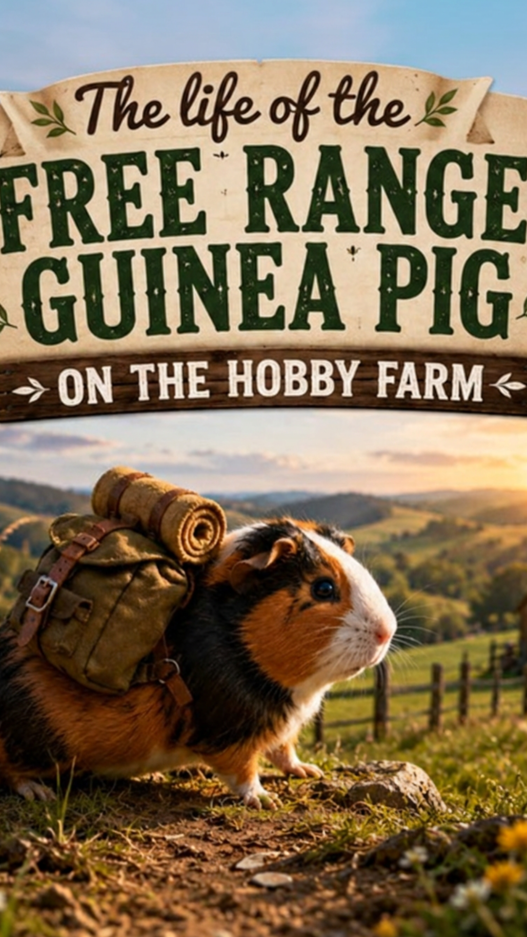 Free range guinea pigs on a hobby farm morning routine
