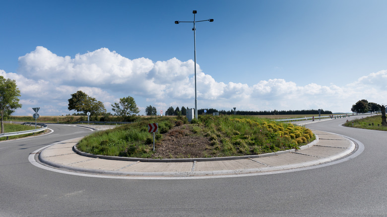 Roundabout on a suburban road