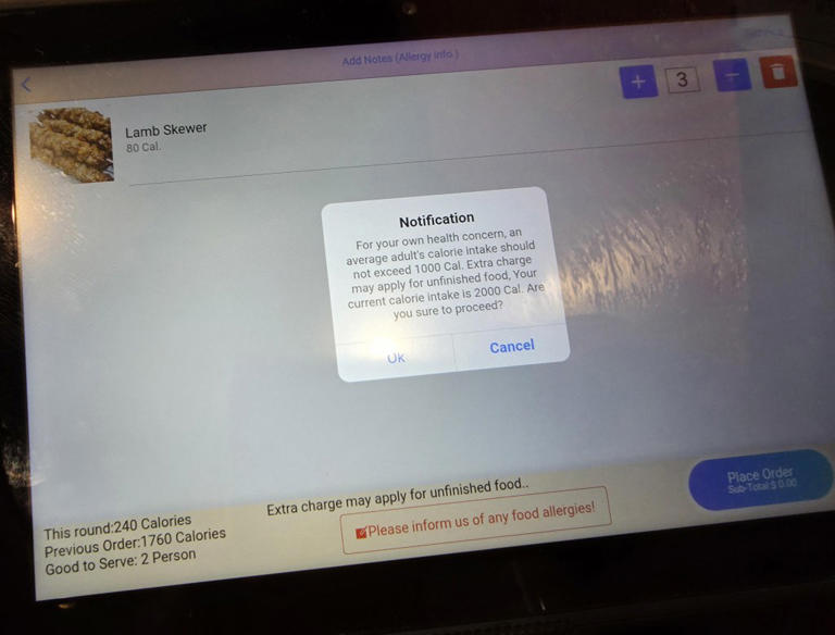 Insulted diner gets 'fat-shamed' by restaurant order screen at all-you ...