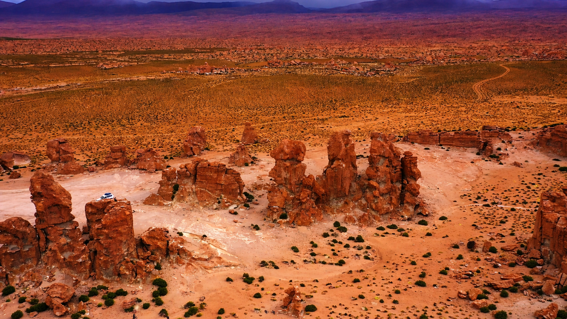 Exploring a desert filled with giant rock formations
