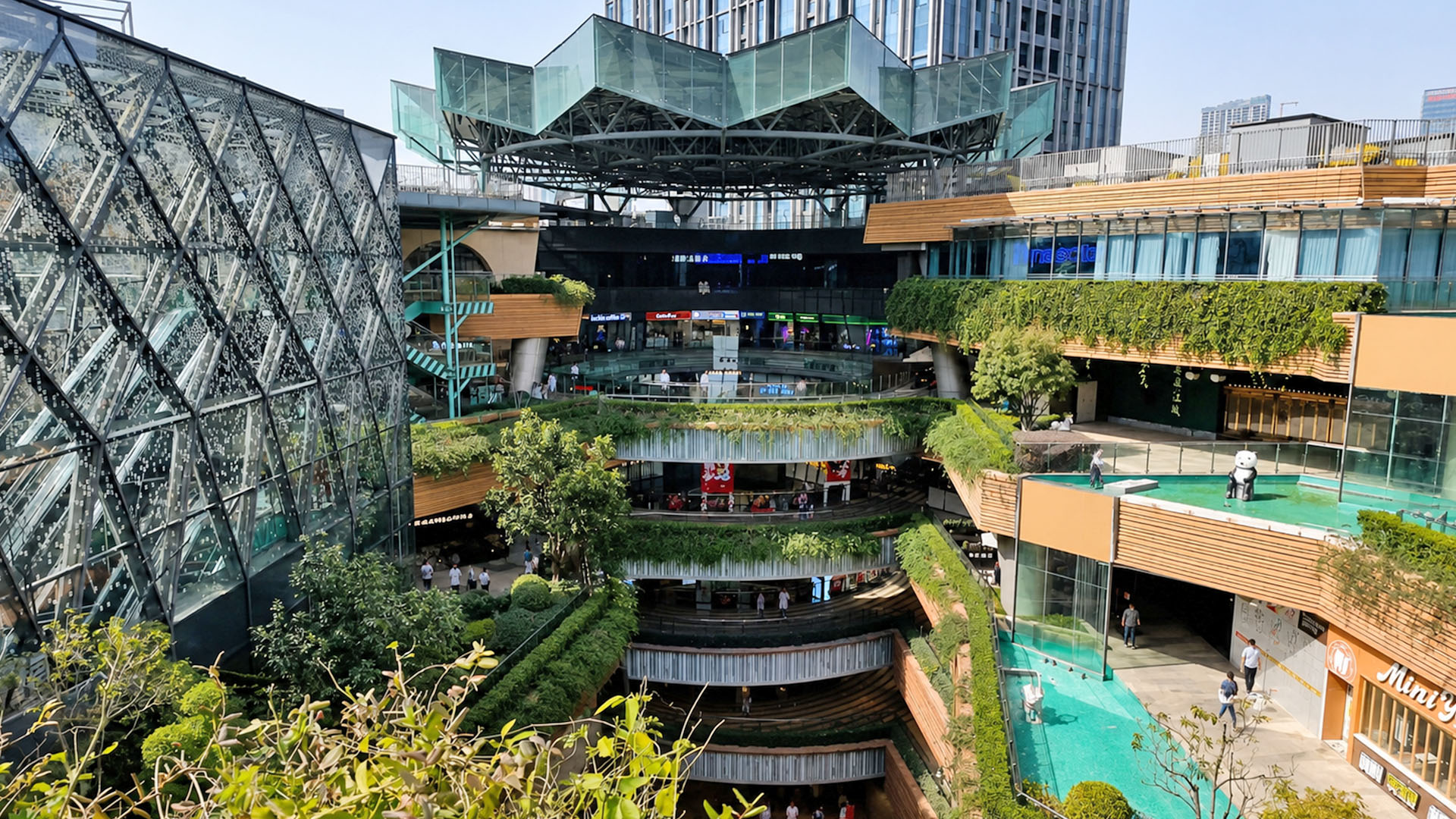 China's distinctive shopping complex features gardens across multiple ...