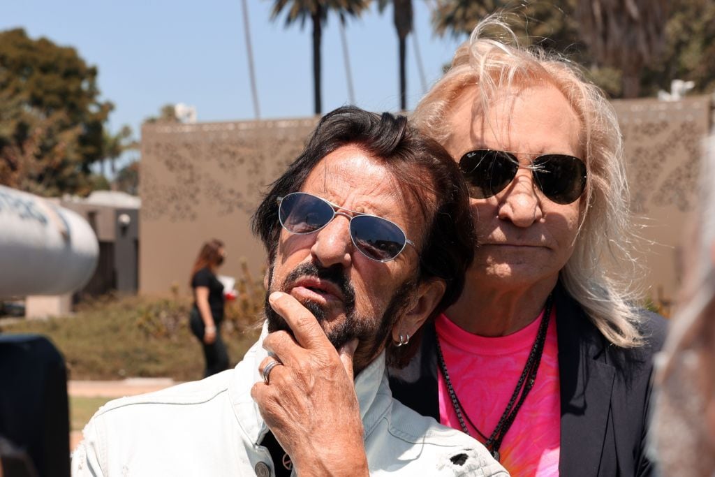 Ringo Starr and Joe Walsh at the drummer's Peace & Love Birthday on July 07, 2021, in Beverly Hills, California.