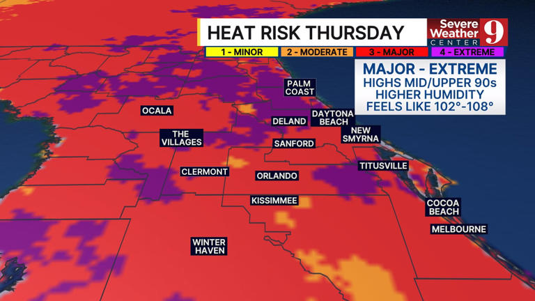 Central Florida to see soaring temperatures and heat index values