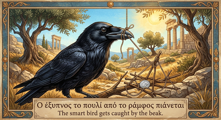 Greek proverb of the day: 'The smart bird gets caught by the beak' - A ...