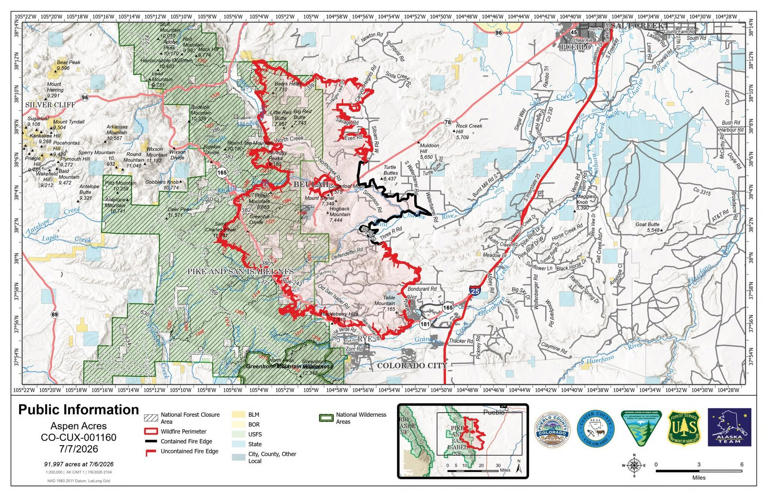 Aspen Acres Fire remains at nearly 102k acres, 66% containment