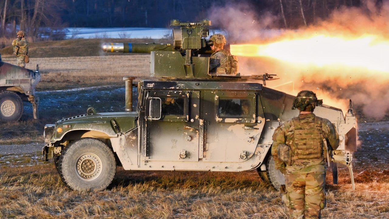 U.S. Paratroopers, assigned to 1st Squadron, 91st Cavalry Regiment, 173rd Airborne Brigade, fire a Tube-launched, Optically tracked, Wire-guided (TOW) missile at the 7th Army Training Command’s Grafenwoehr Training Area, Germany, Dec. 13, 2022. The 173rd Airborne Brigade is the U.S. Army Contingency Response Force in Europe, capable of projecting ready forces anywhere in the U.S. European, Africa or Central Commands' areas of responsibility.