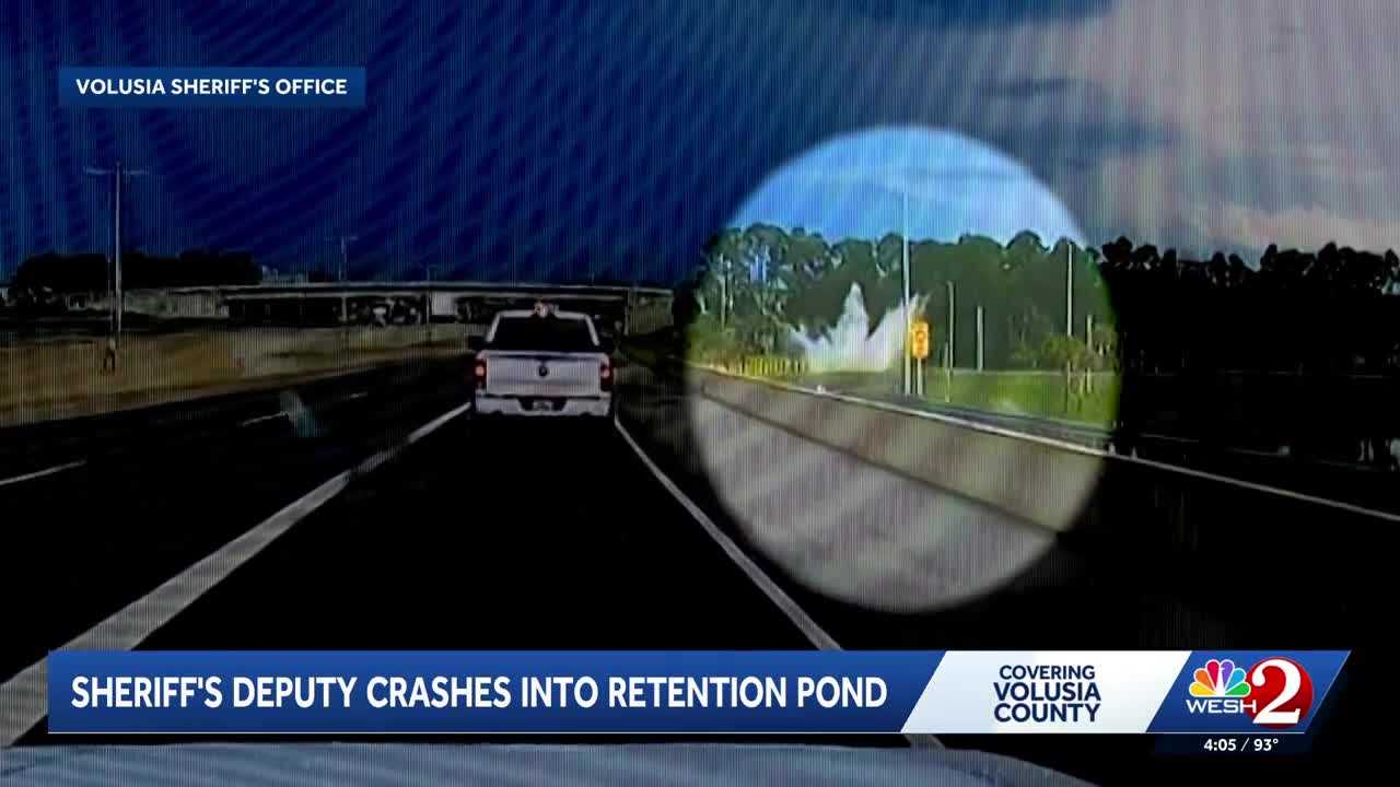 Volusia deputy, K-9 unhurt after patrol vehicle crashes into retention pond
