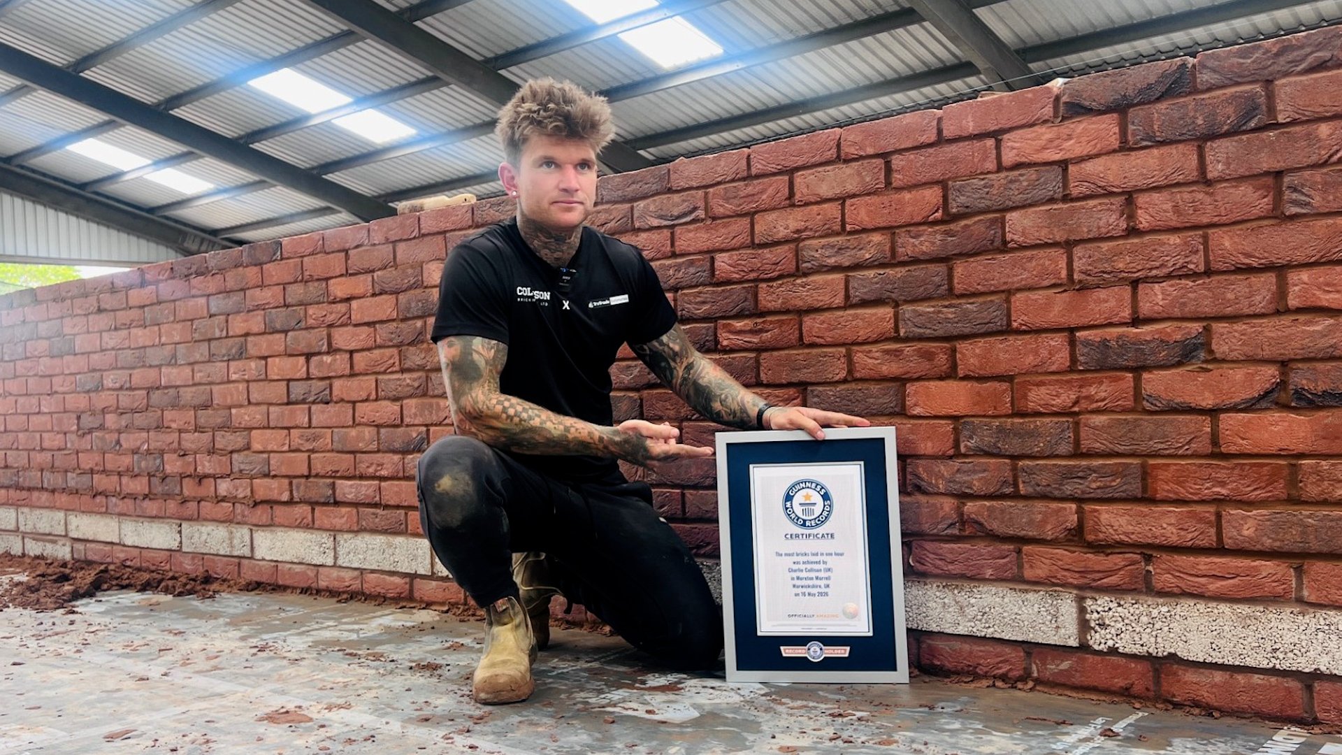 Most bricks laid in one hour - 1,065 by Charlie Collison