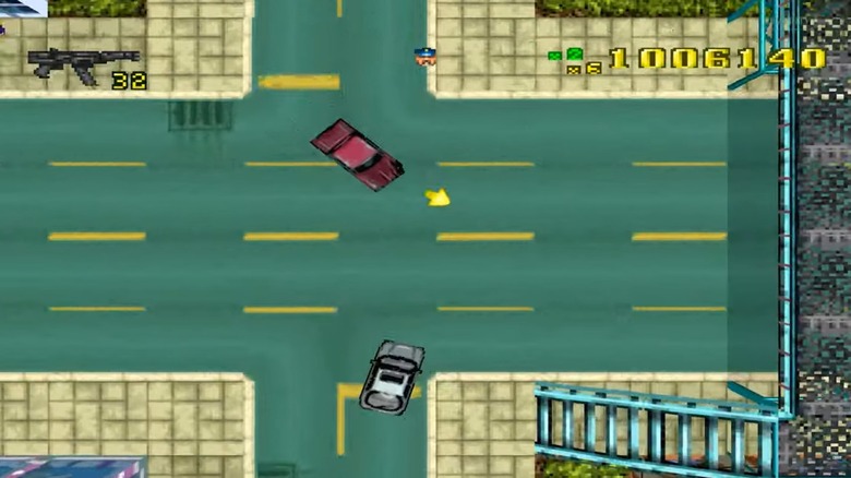 Player driving away from police in Grand Theft Auto