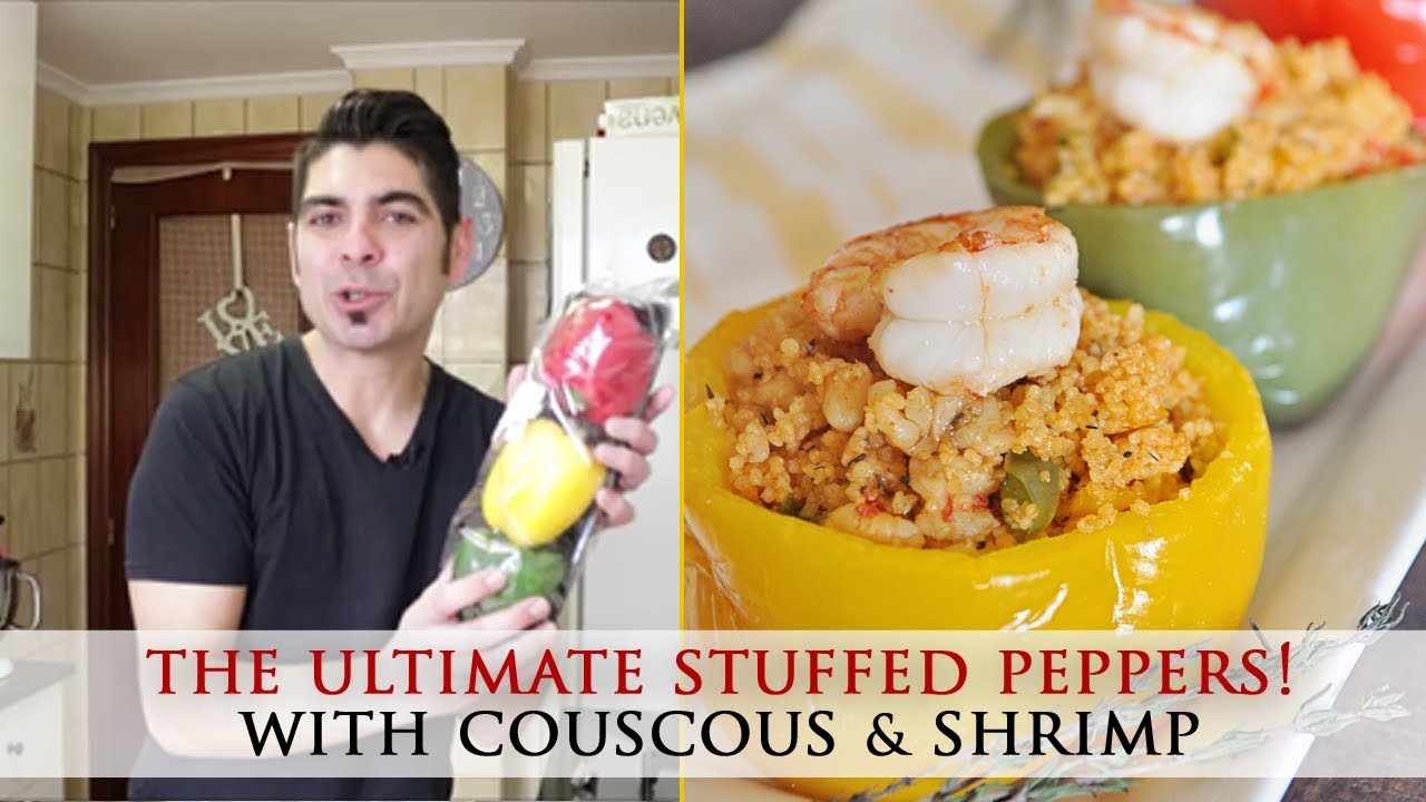 Shrimp and couscous stuffed bell peppers