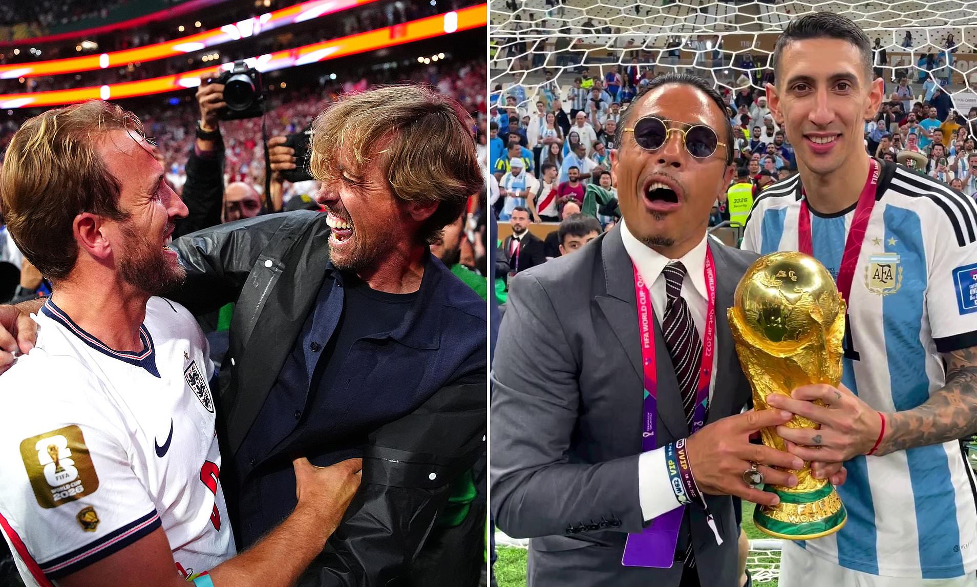 Embarrassed Peter Crouch cringes at his 'Salt Bae moment' after embracing Harry Kane at the Azteca