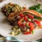 _close up of grilled pita sandwich
