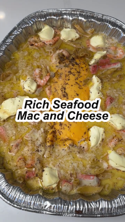 Homemade seafood mac and cheese bursting with flavor