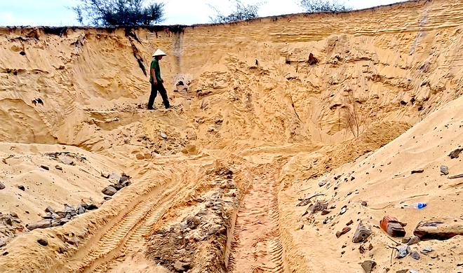 Đồi cát ven biển bị xúc trộm, chính quyền tạm giữ 900m³ cát của một doanh nghiệp