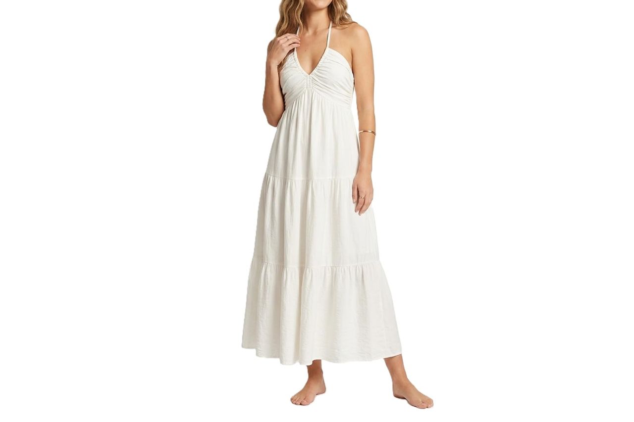 Amazon AmySister Women's Casual Halter Tiered Maxi Dress