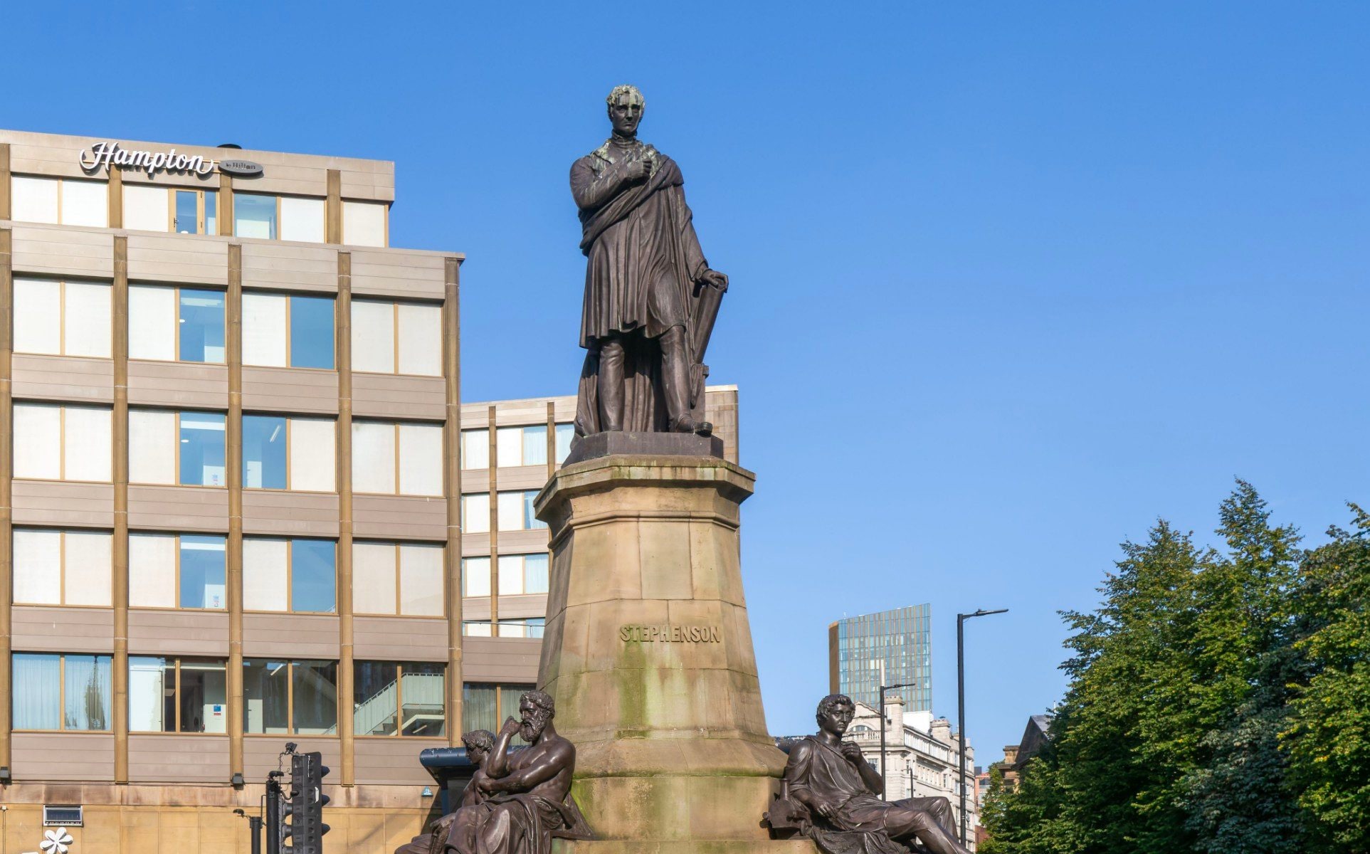 The George Stephenson Memorial in Newcastle upon Tyne