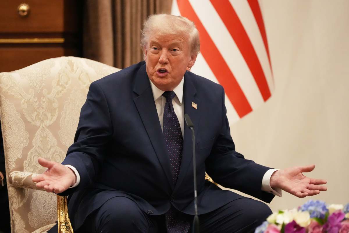 President Donald Trump gestures during a bilateral meeting with Turkish President Recep Tayyip Erdogan at the NATO summit in Ankara, Turkey, Tuesday, July 7, 2026. (AP Photo/Alex Brandon)