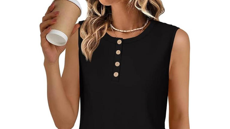 Amazon’s flowy $10 button tank top is a soft summer staple available in ...