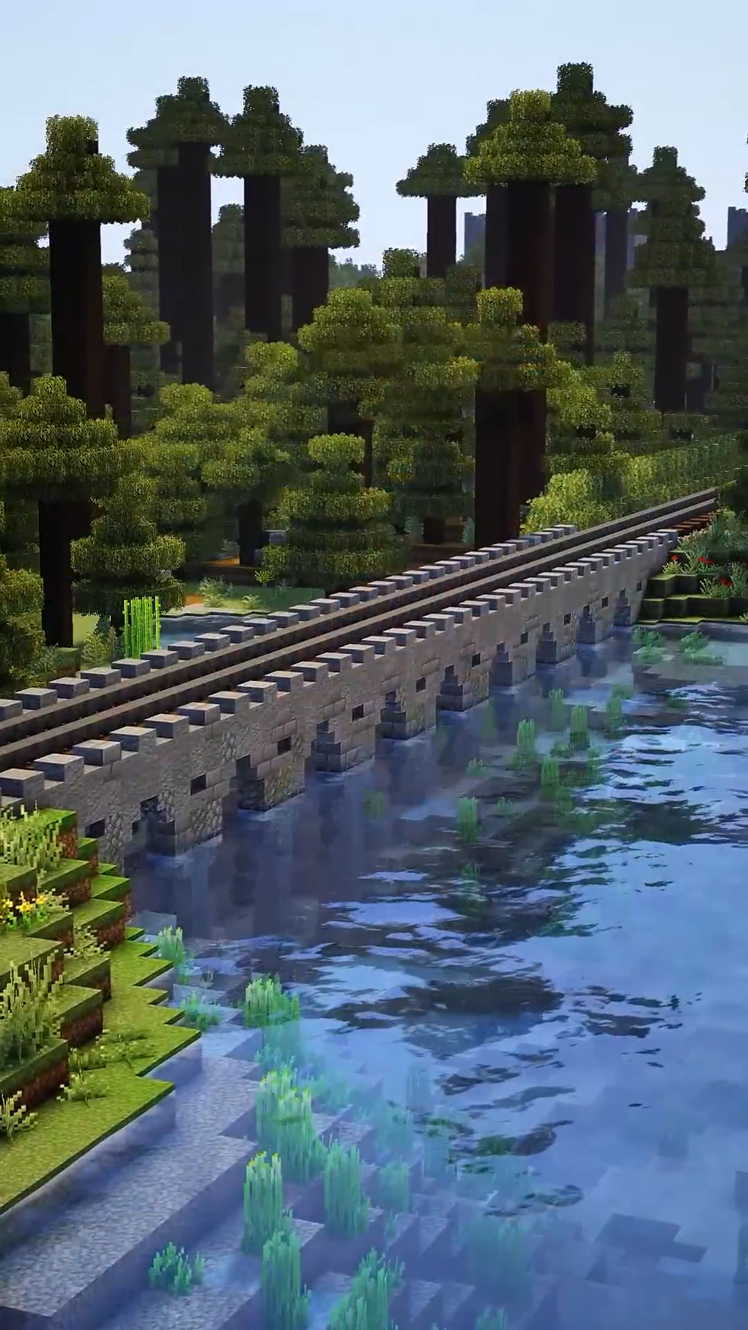 This stone railway design makes survival worlds feel connected