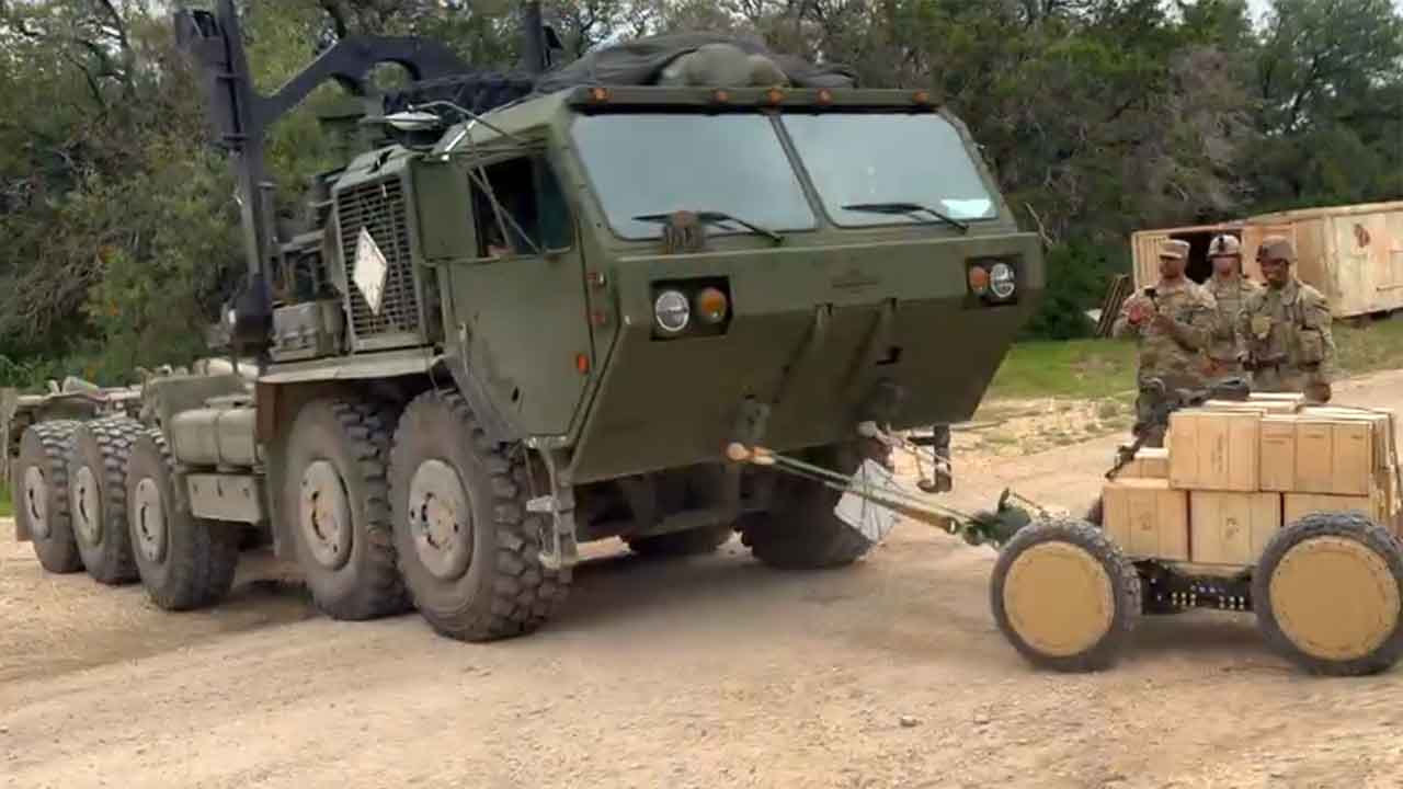 227 kg military robot tows army truck 100 times heavier