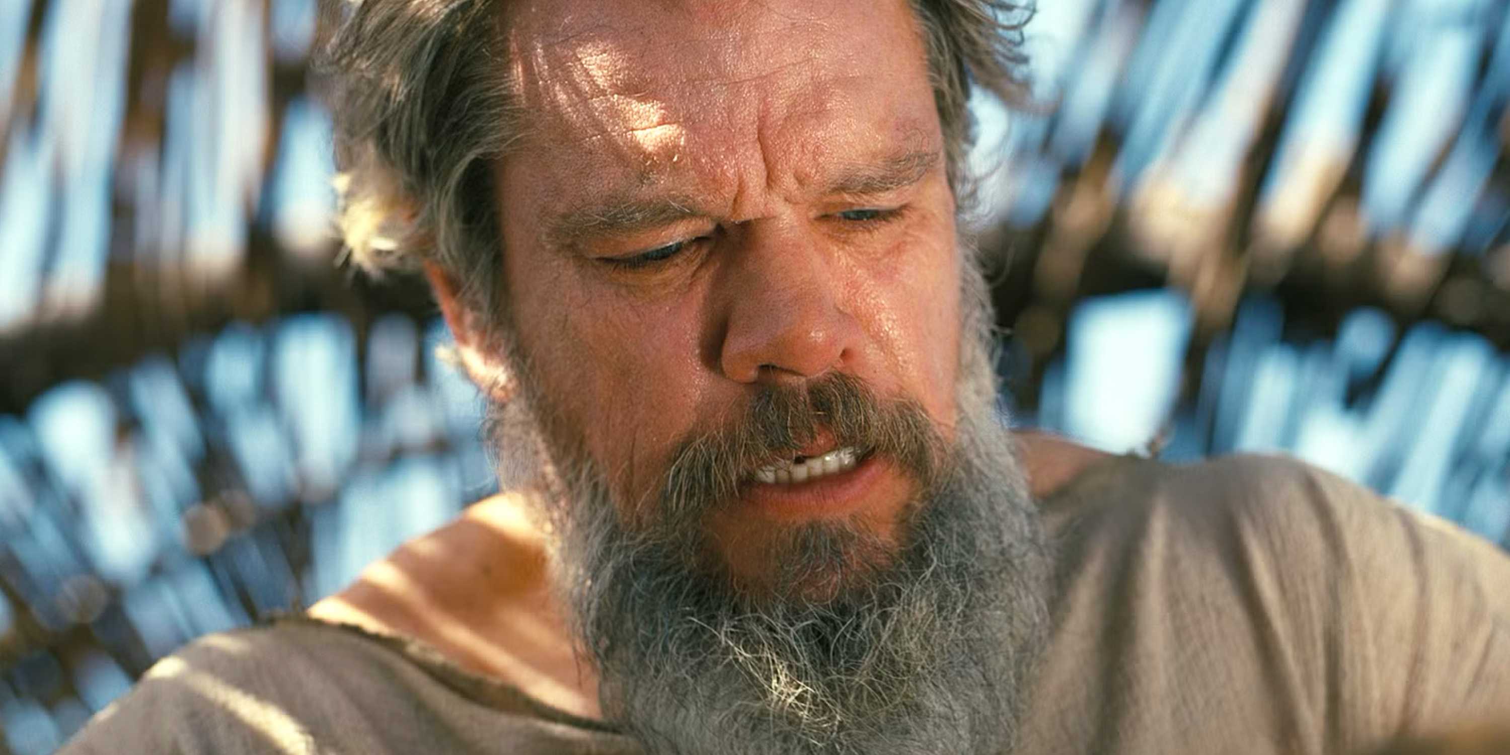 Matt Damon bearded as Odysseus in The Odyssey