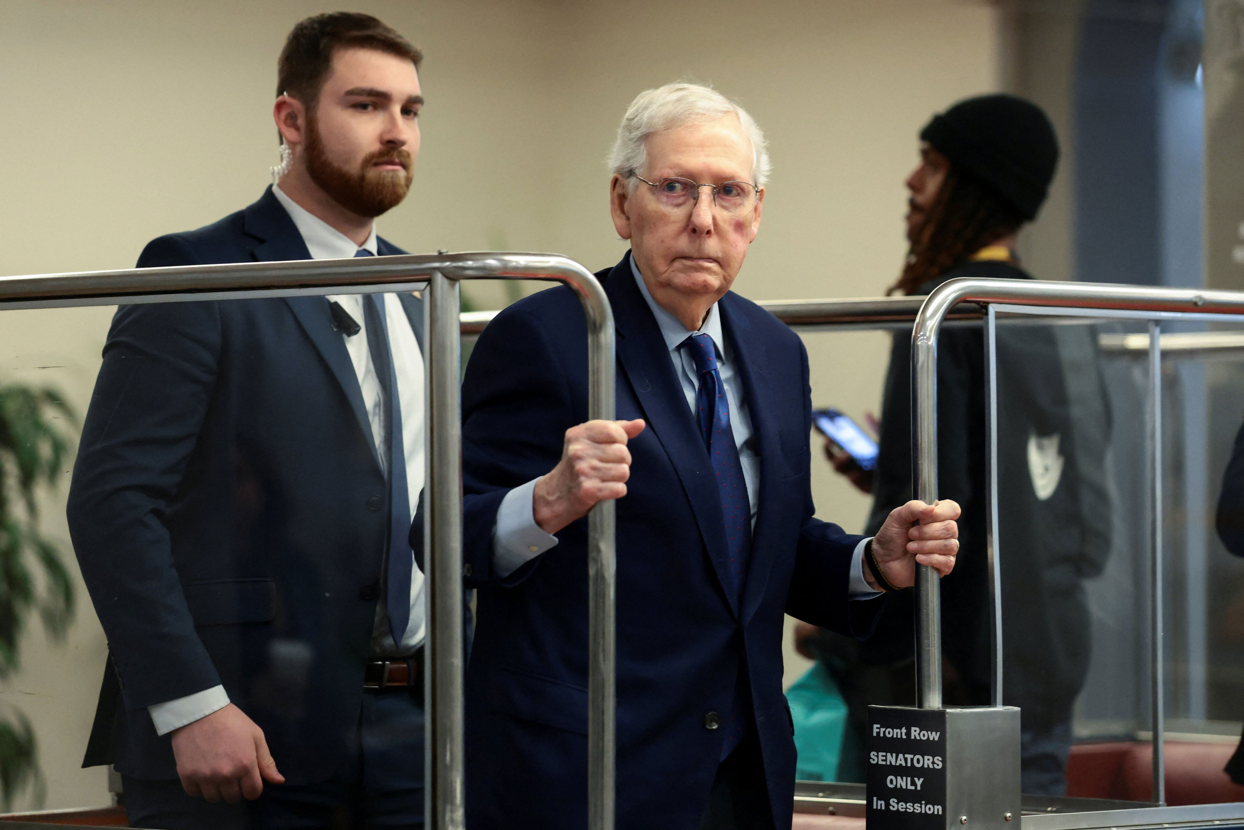 Rumors have swirled about Senator Mitch McConnell's health since he was hospitalized. / REUTERS/Evelyn Hockstein