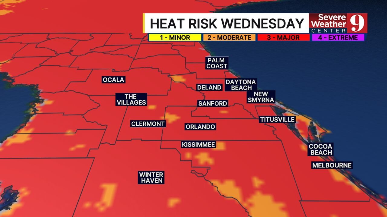 Dangerous heat to build across Central Florida on Wednesday