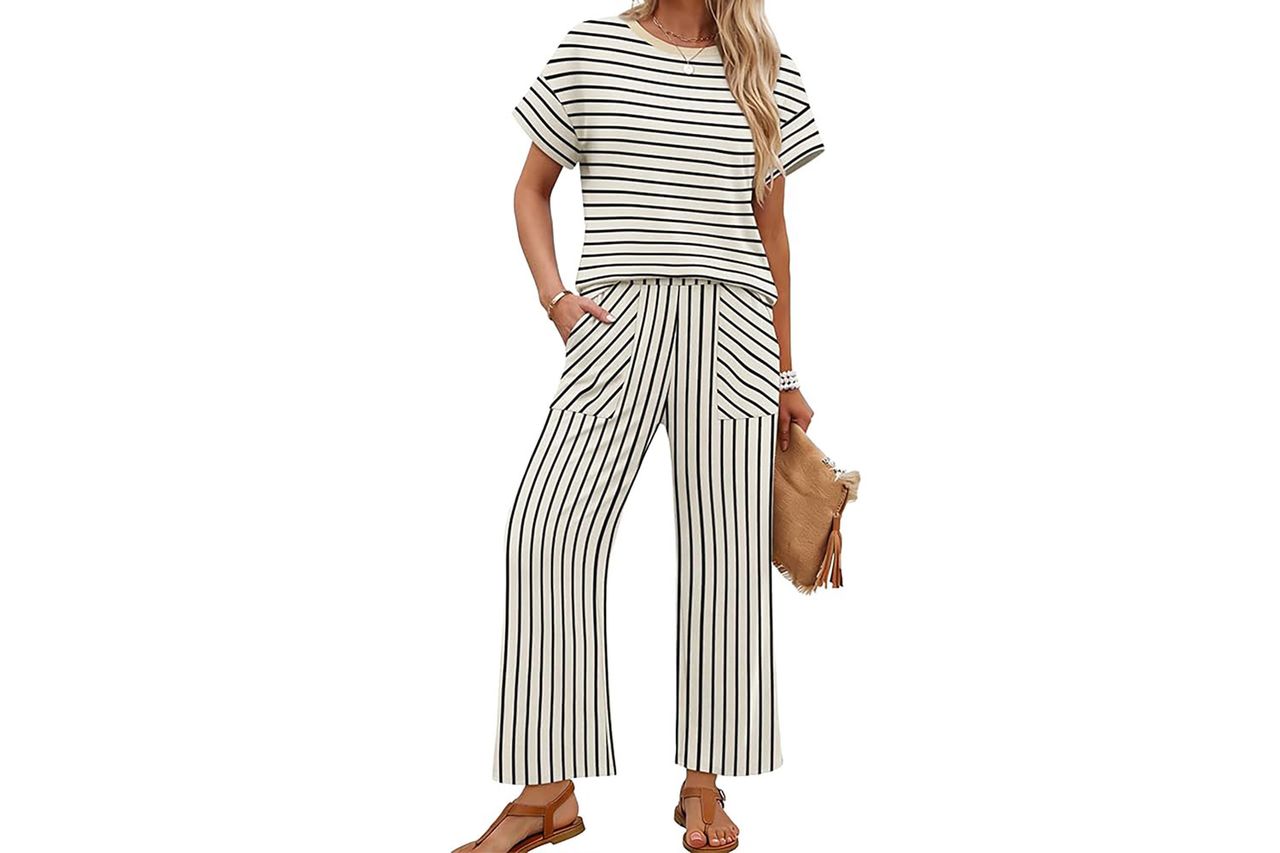 Sampeel Two Piece Sets for Women Cruise Travel Vacation Summer Outfits Lounge Matching Sets Women Clothing Wide Leg Pants Set