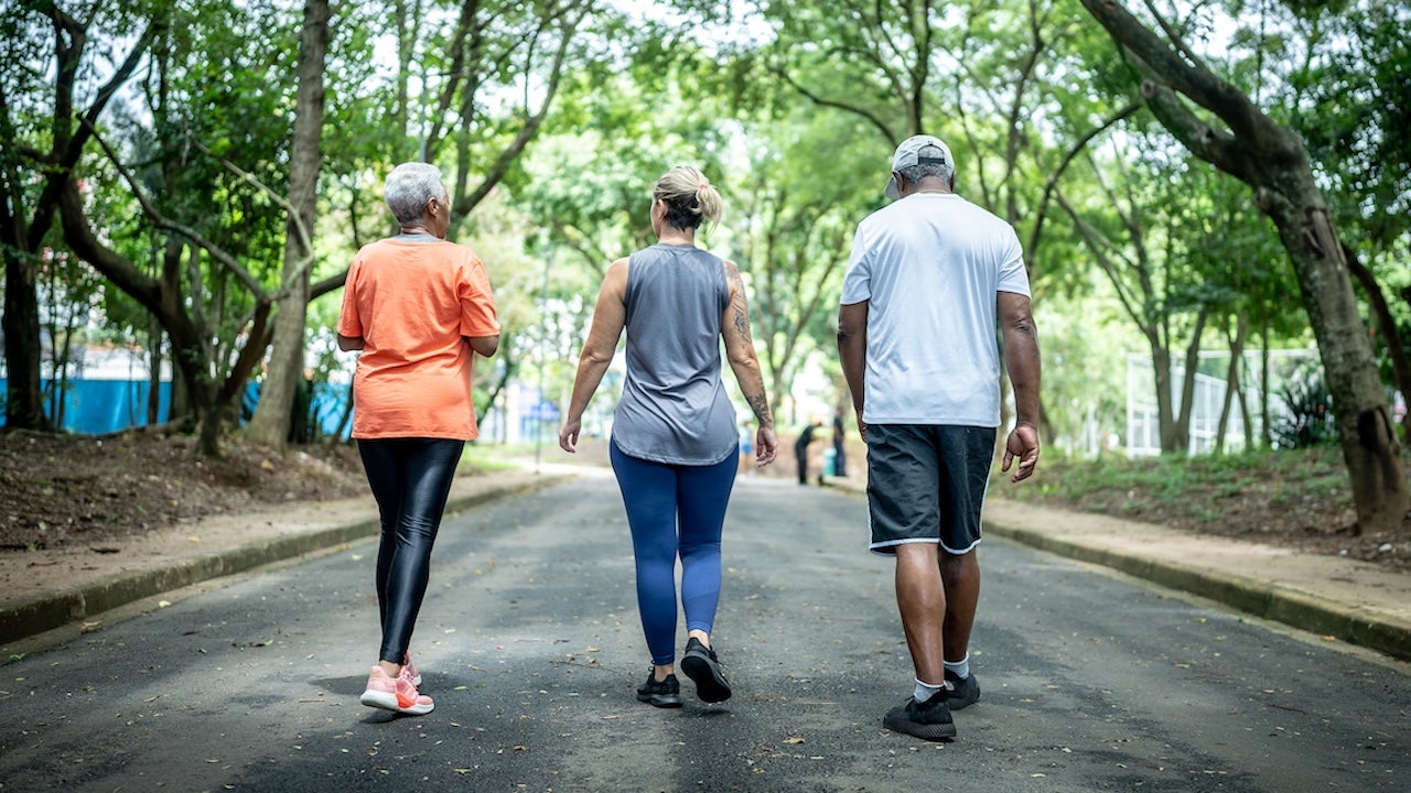 Adults walking outside