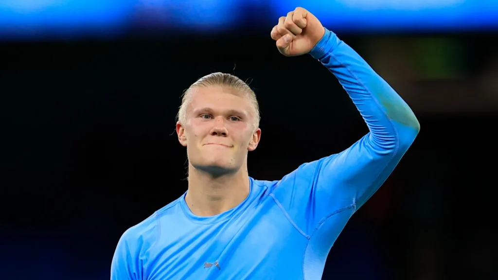Erling Haaland celebrates a victory.