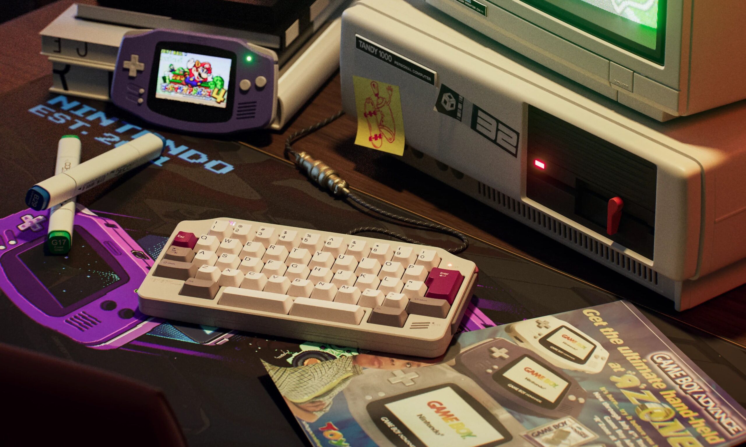 This compact mechanical keyboard looks like a love letter to the Game Boy Advance