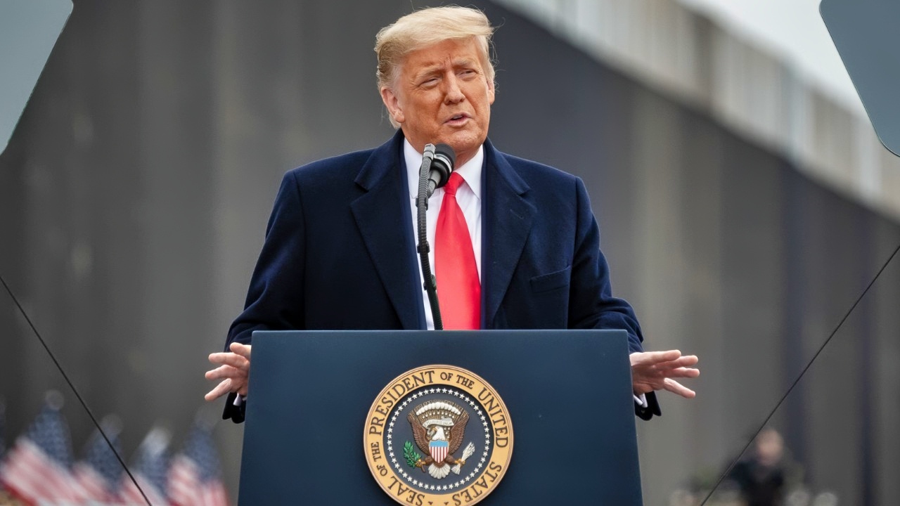 President Donald J. Trump delivers remarks at the 450th mile of the new border wall Tuesday, Jan. 12, 2021, near the Texas Mexico border. (Official White House Photo by Shealah Craighead)