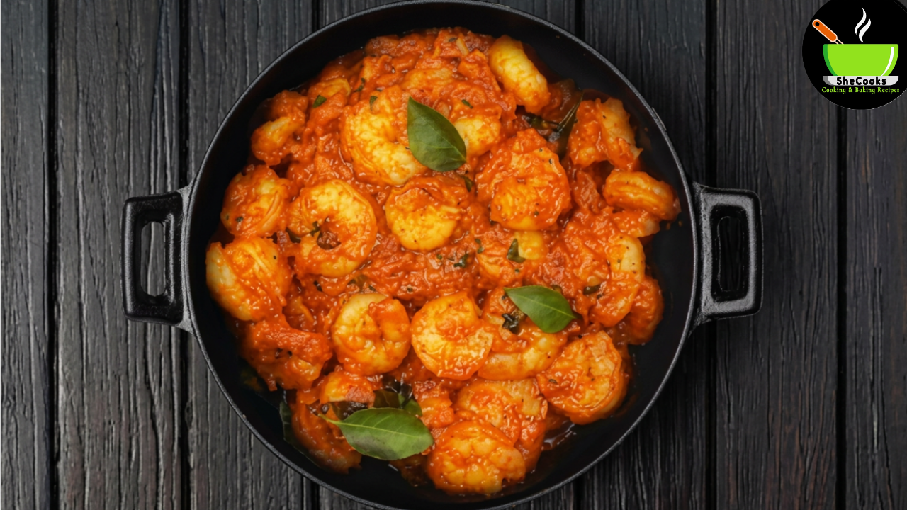Easy prawns masala with rich spices and coconut milk