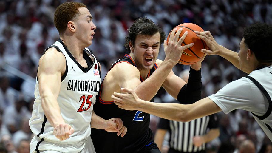 Boise State Broncos forward Tyson Degenhart goes to the basket