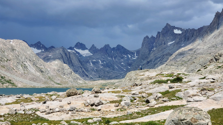 Titcomb Basin surrounded by the jagged Wind River Range mountains in Wyoming