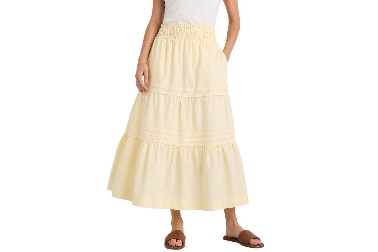 Quince 100% Organic Cotton Poplin Tiered Maxi Skirt