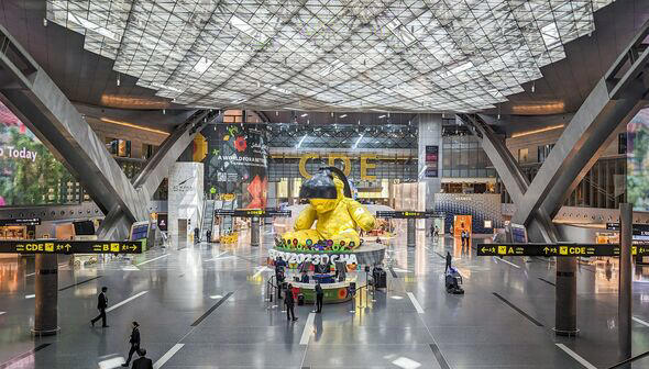 Interior view of Doha International Airport lounge