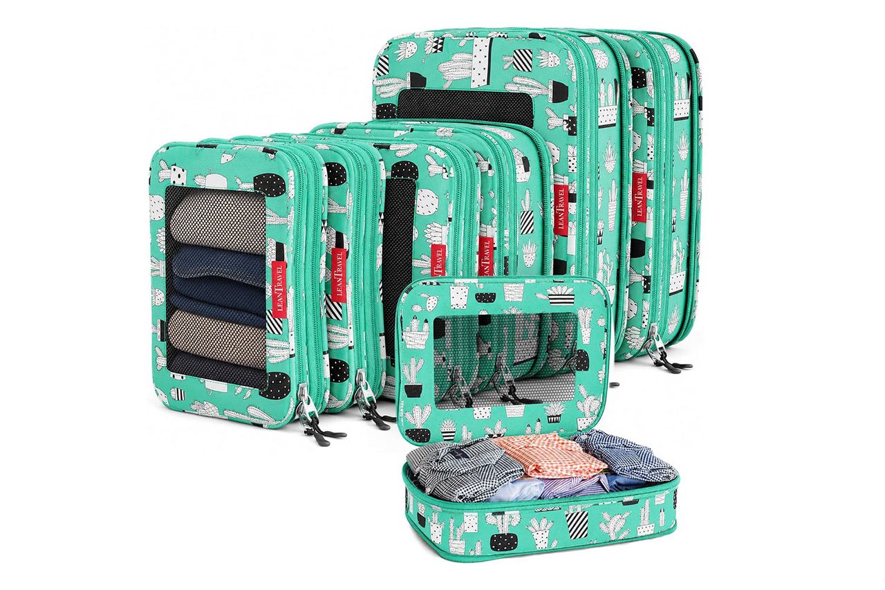 LeanTravel Premium Compression Packing Cubes for Travel - Suitcase Organizer Bags with Double Zipper