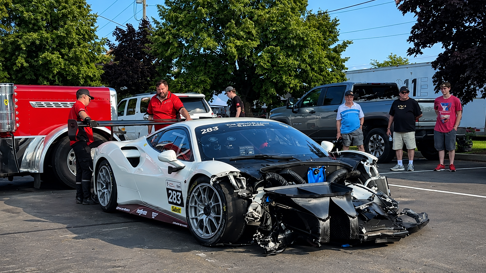 Ferrari race car crash at Watkins Glen during 130 mph run